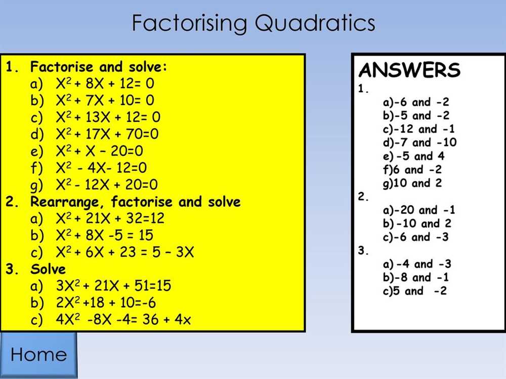 Csi factoring and quadratics answer key