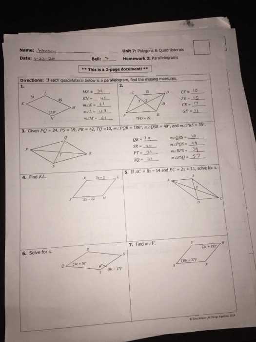 6 5 practice rhombi and squares answer key