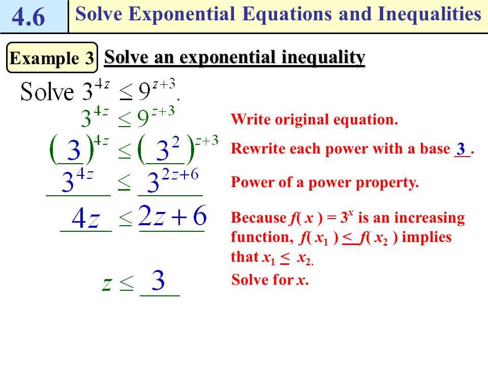 Exponential equations with different bases