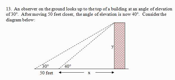 Trig word problems worksheet answer key