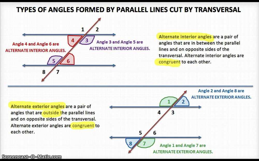 Alternate Exterior Angles: