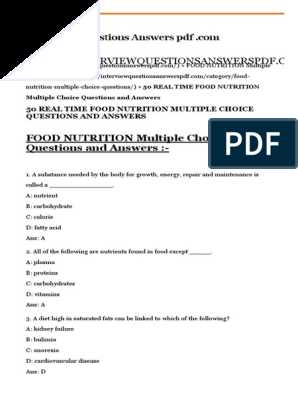 Nutrition quiz questions and answers pdf