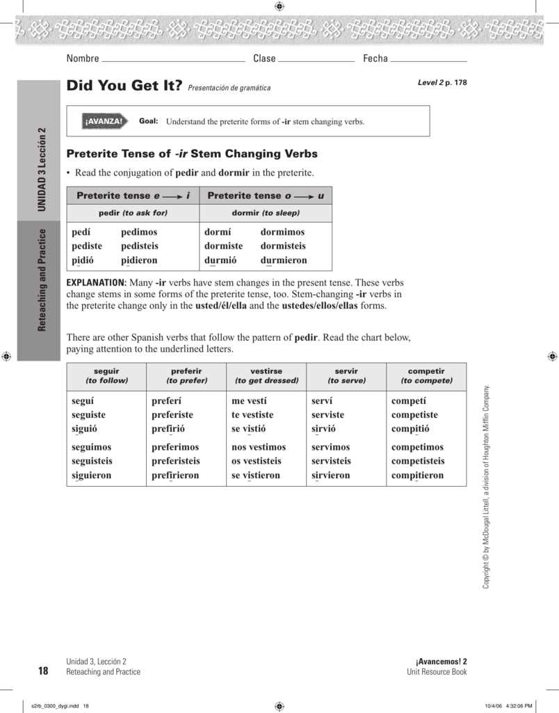 The Avancemos 3 Unit 1 Lesson 2 answer key provides answers to the various exercises and activities found in the textbook. It allows you to verify your responses and ensure that you're on the right track. With this answer key, you can identify any areas where you may need further practice or clarification, helping you improve your Spanish language skills.