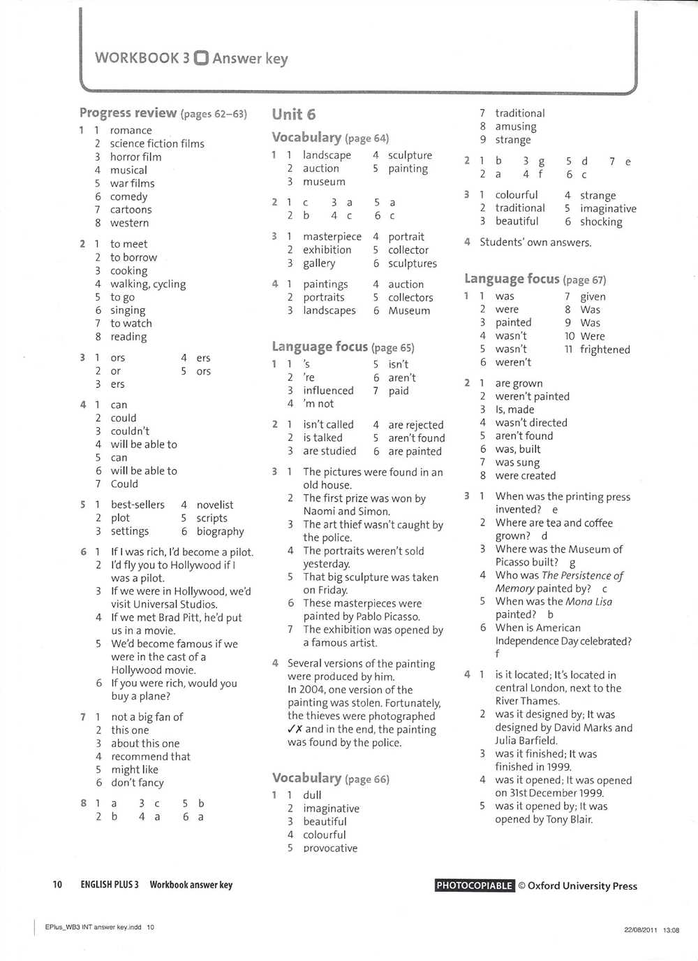 Geometry course workbook answer key