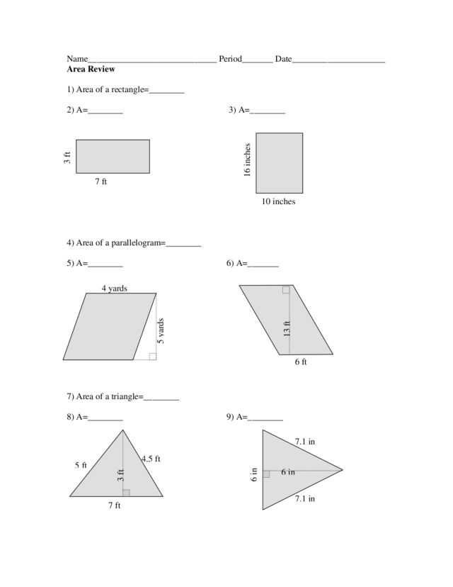 Special parallelograms answer key