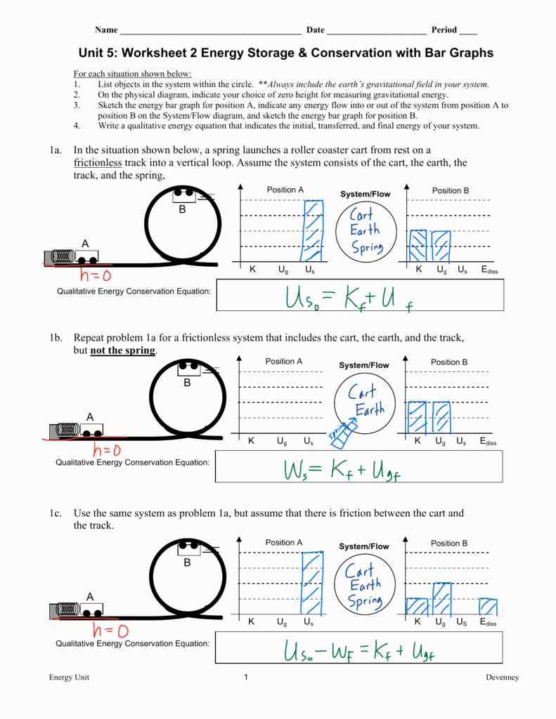 Conservation of energy worksheet answer key pdf