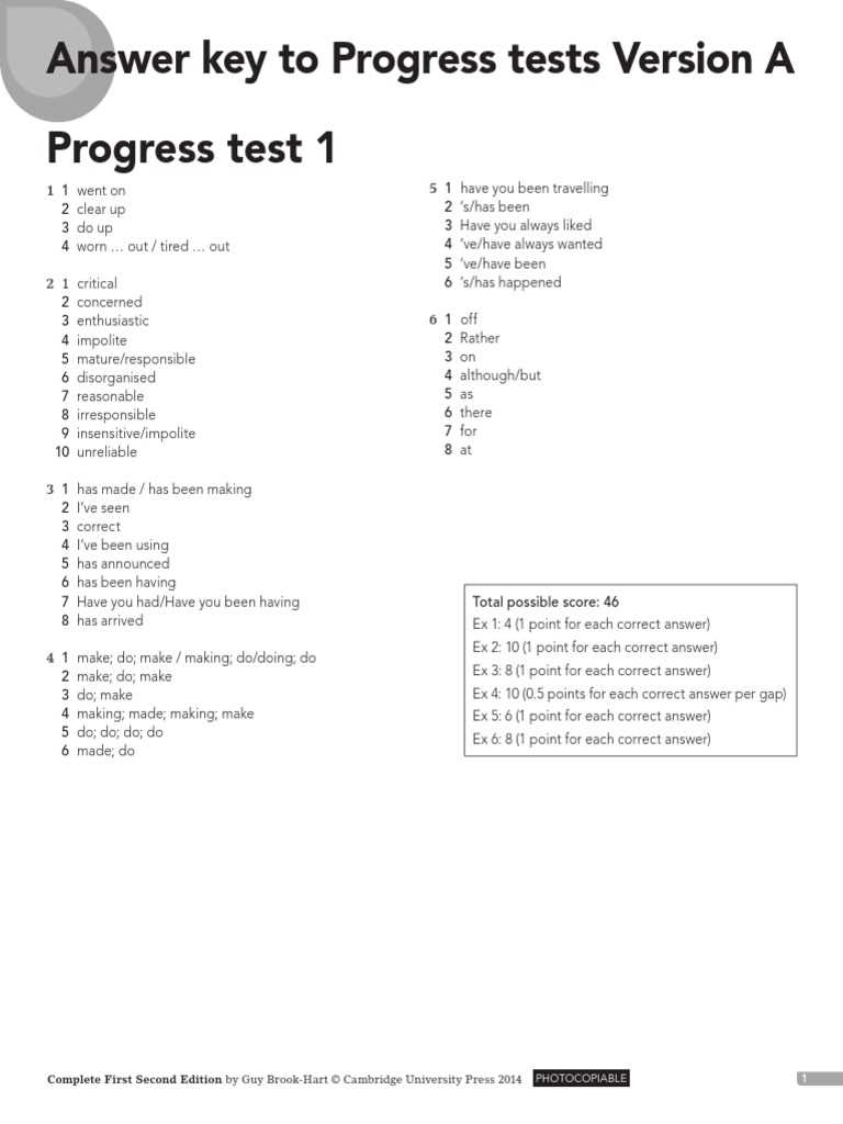 1. How is the answer key structured?