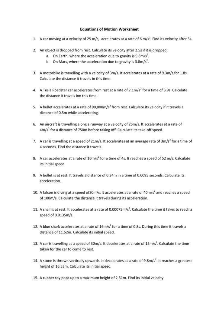 Mastering Equations Of Motion: Download Our Pdf Worksheet With Answers