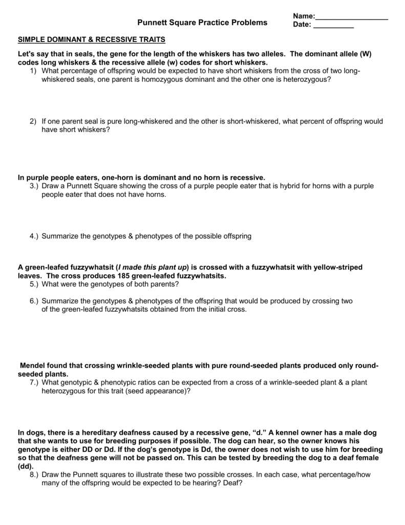 More punnett square practice 11 2 answer key