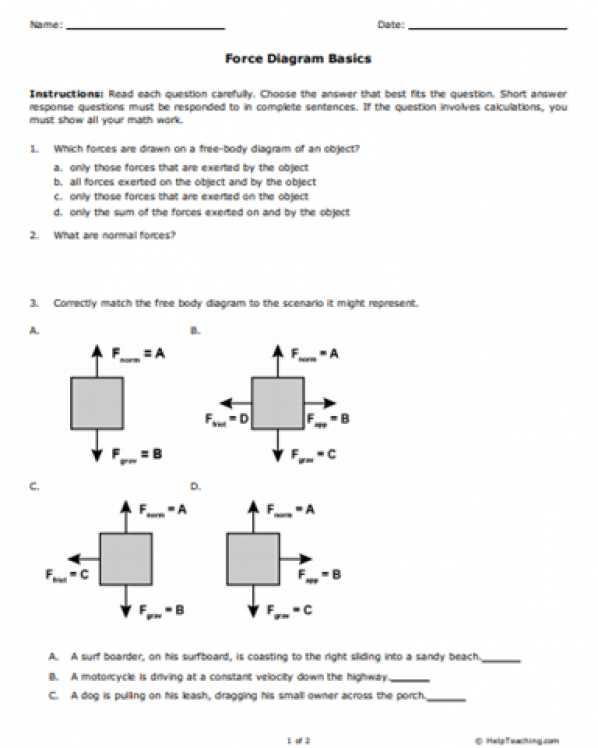 Forces worksheet answer key