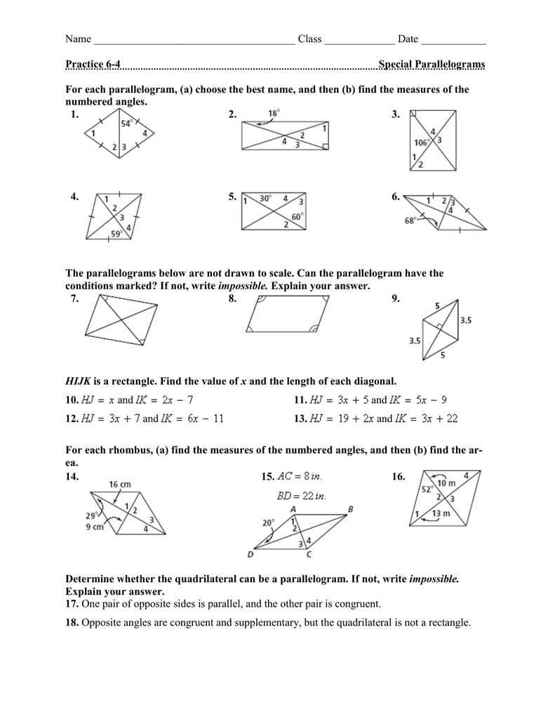 Properties of Opposite Angles in a Rectangle