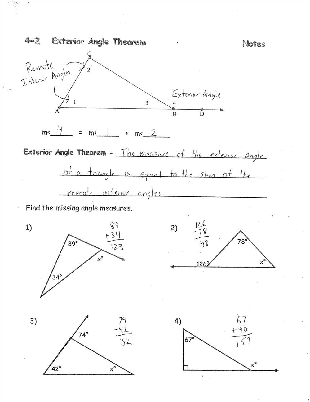 Finding Unknown Angle Measures: Supplementary Angles 5 Answer Key