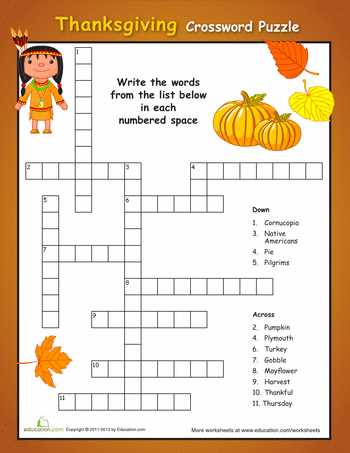 Thanksgiving Crossword Puzzles Answers: A Fun Activity for Family Gatherings