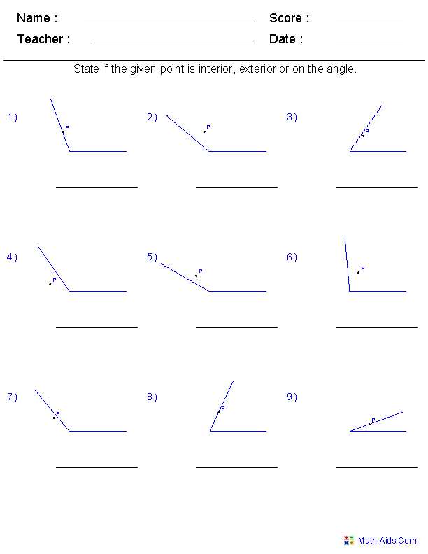 Interior angles worksheet answers