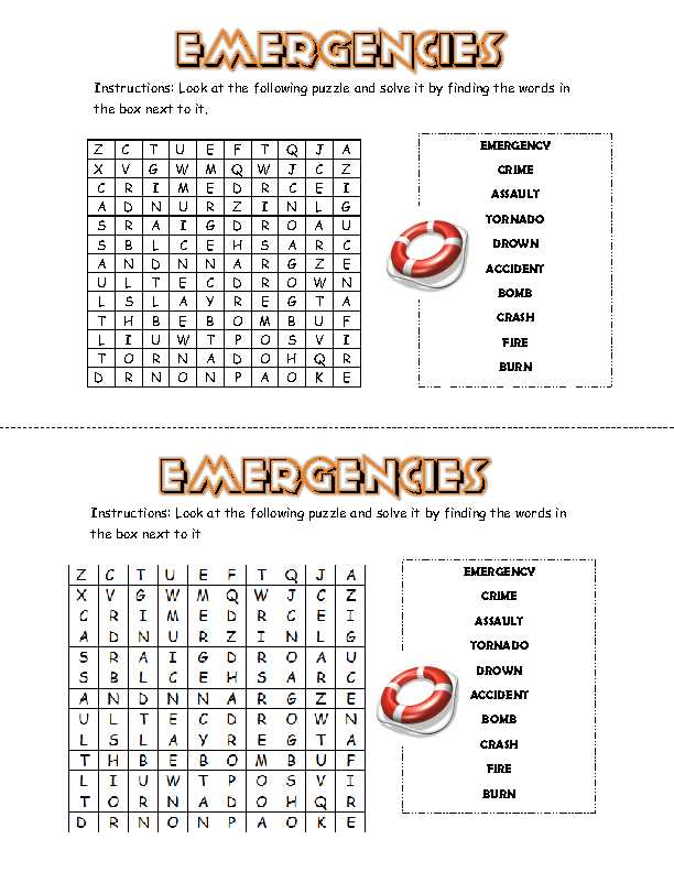 First aid word search answers