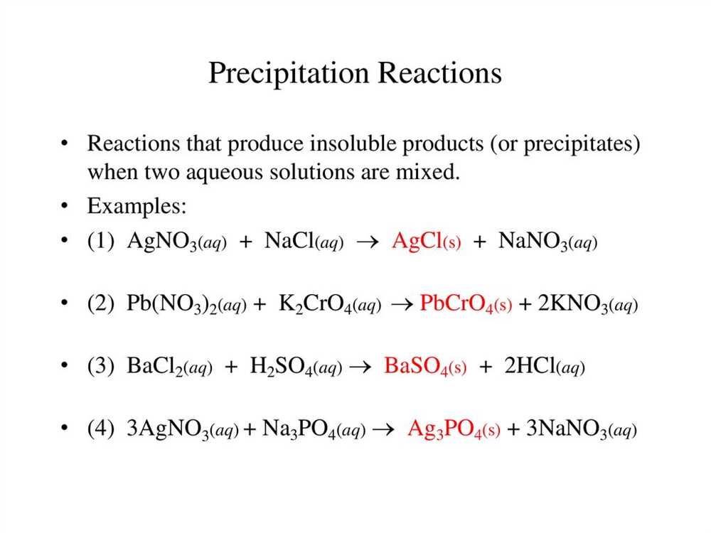 Precipitation reactions lab answer key