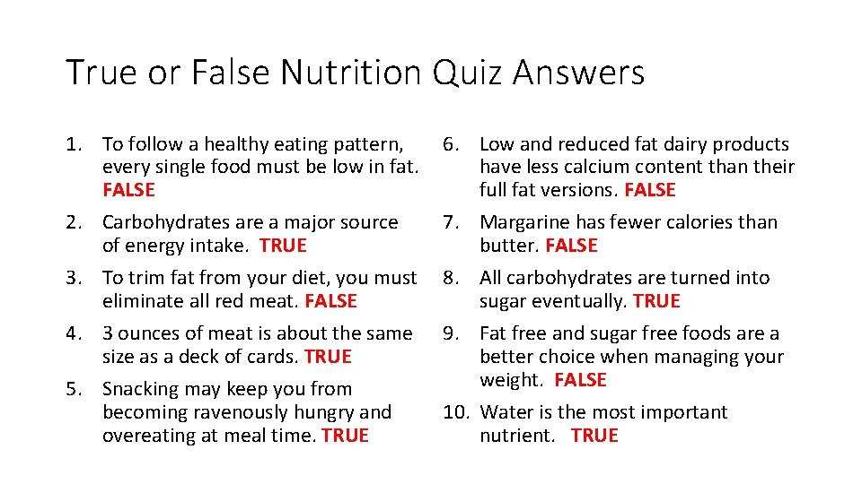 Section 1: What Is Nutrition?