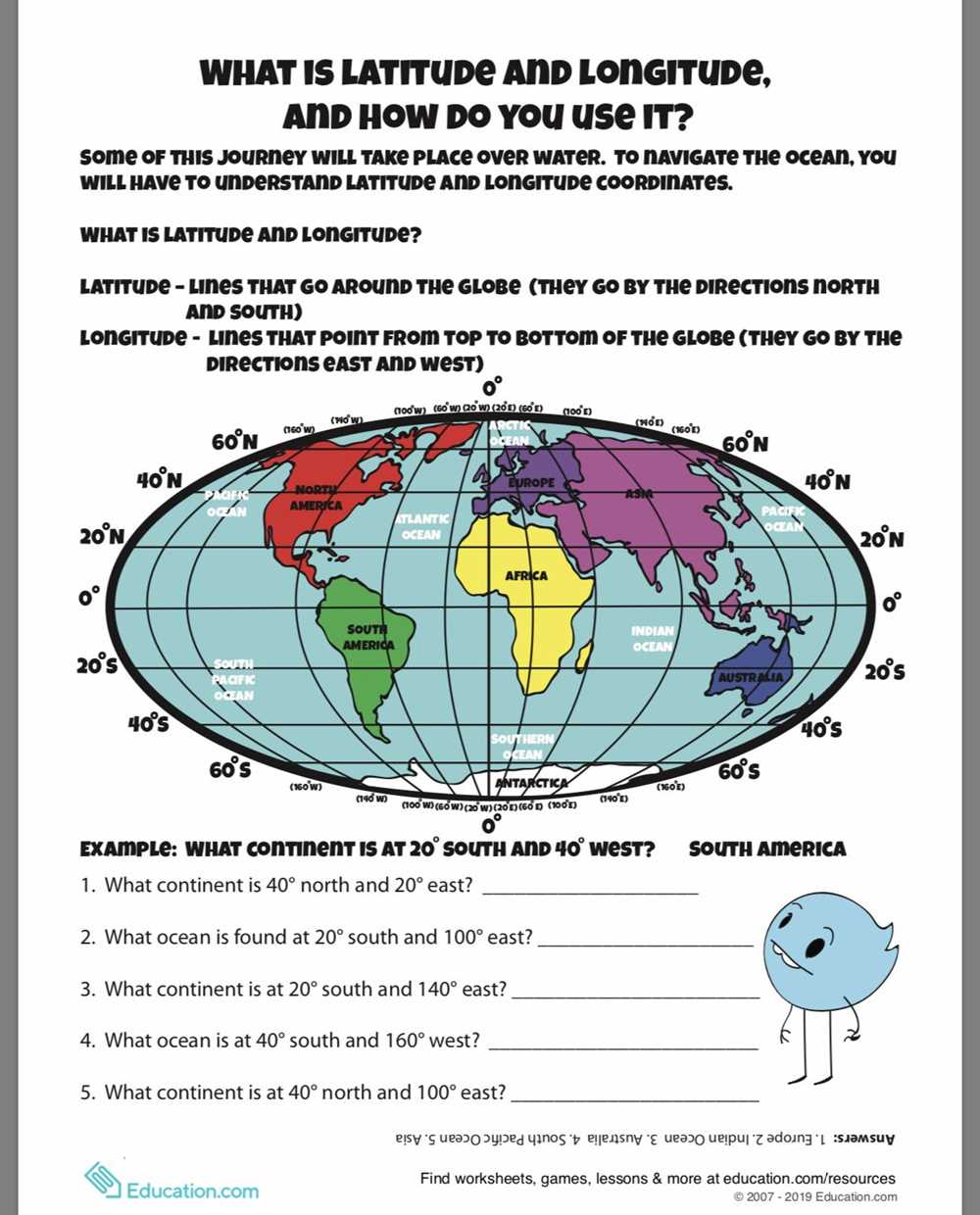 Latitude and longitude worksheets with answers