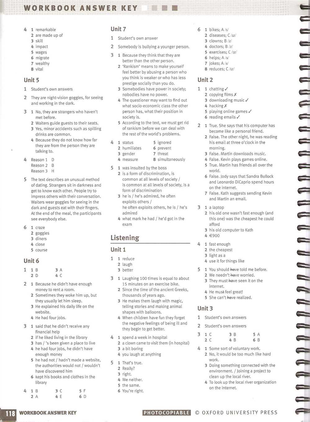 Answer Key for Exercise 1