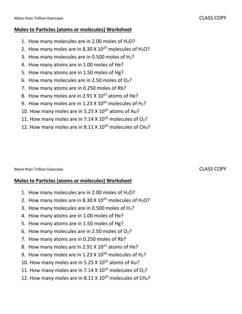 Mole to grams grams to moles conversions worksheet answers