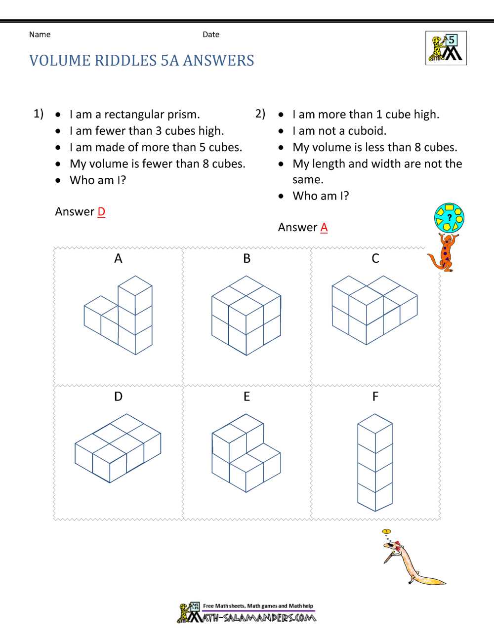 Volume of prisms and cylinders worksheet pdf answer key