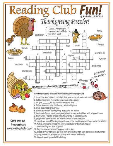 Thanksgiving Crossword Puzzles Answers for Kids: Educational Fun