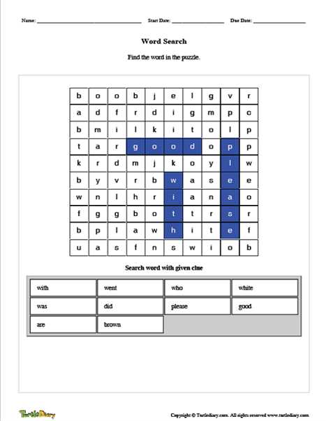 The crucible word search answer key