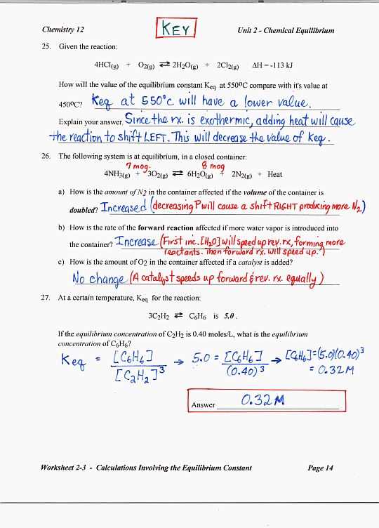 Answer Key for Chemistry Unit 9 Worksheet 1