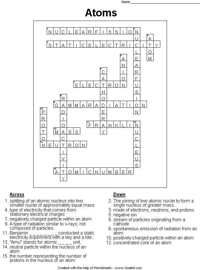 Unit 3 atomic structure answer key