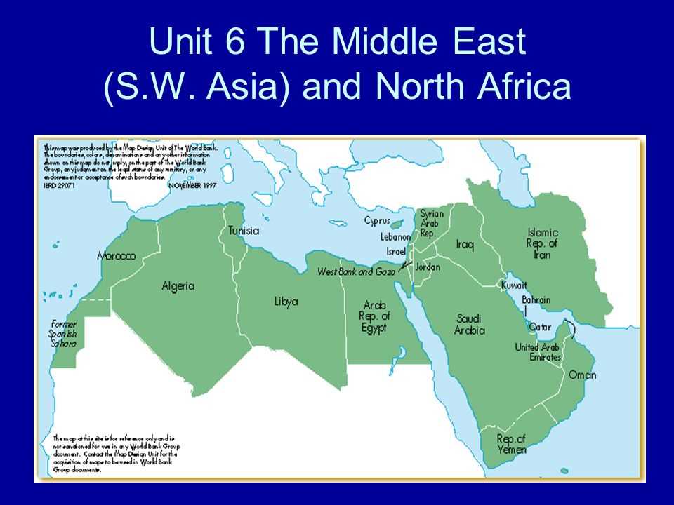 Main Countries and Regions in the Middle East and South Asia