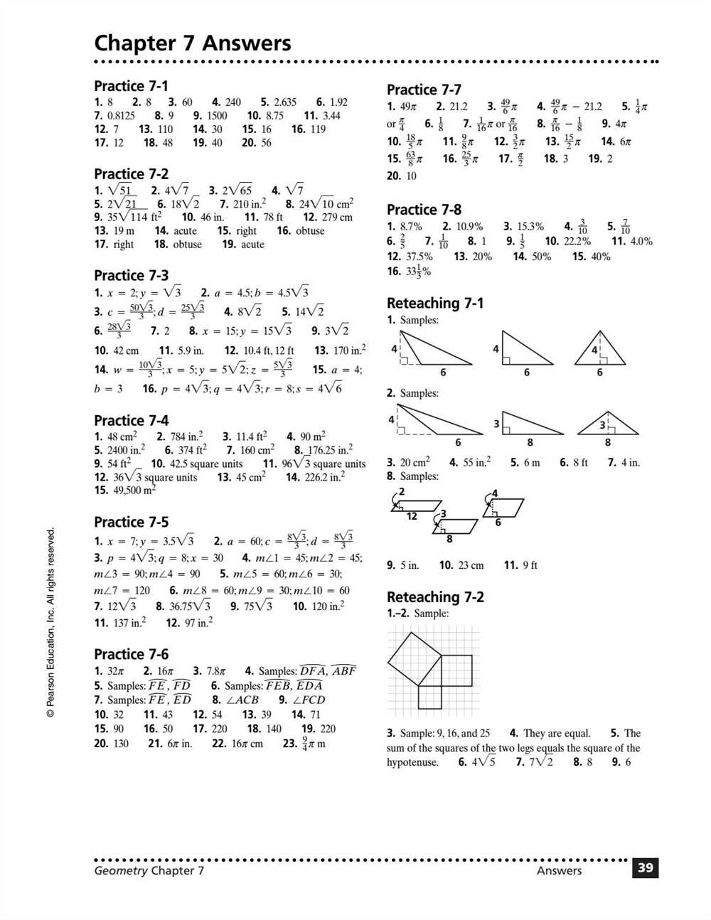 Geometry chapter 1 answer key