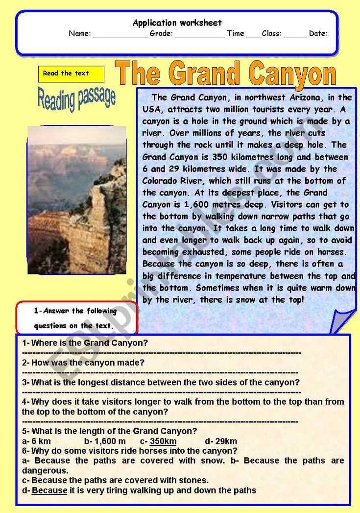 The grand canyon worksheet answer key