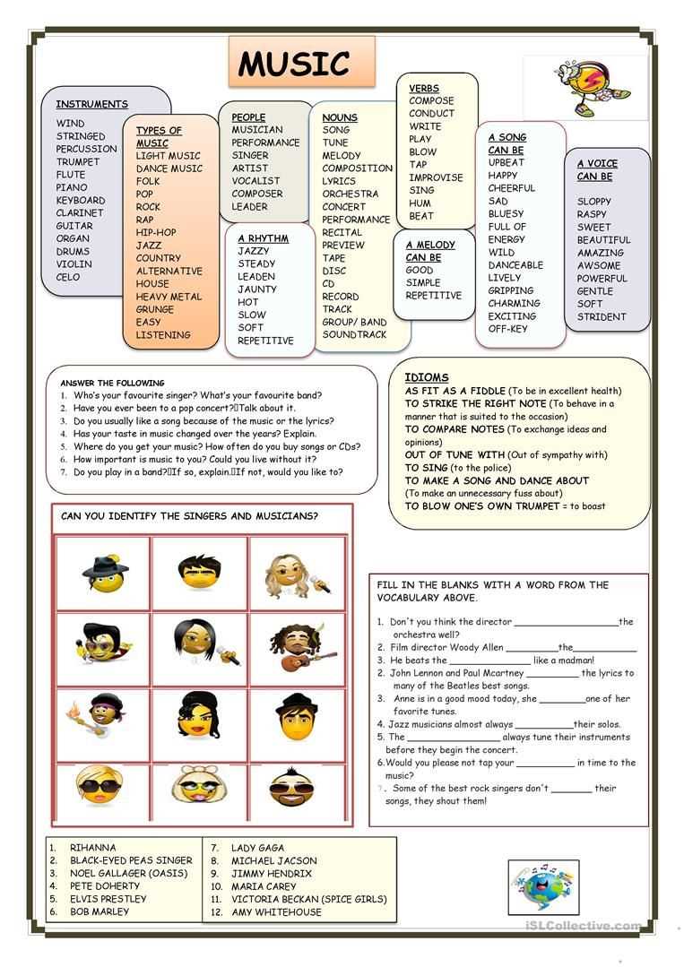 About musical theatre worksheet answers