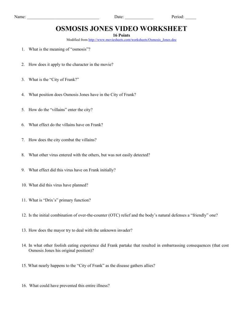 How to Analyze and Interpret Osmosis Jones Worksheet Answers