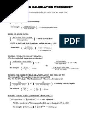Population calculation worksheet answers