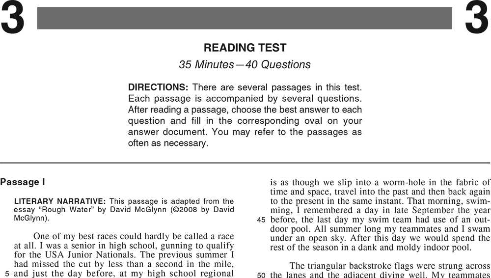 Number of questions in the Reading Test