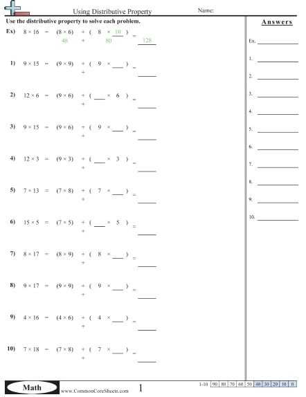 Factoring distributive property worksheet answers pdf