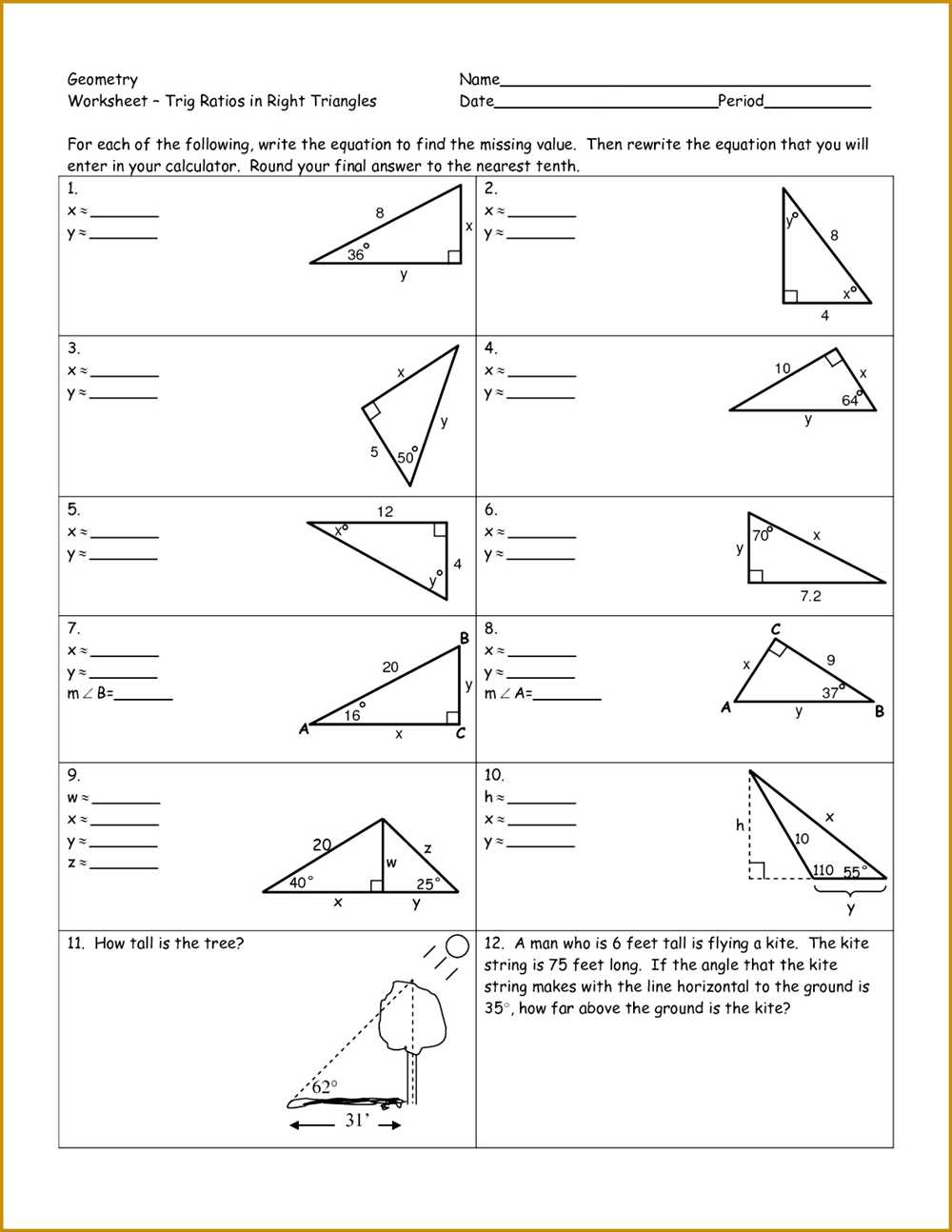 Solving right triangle trigonometry word problems