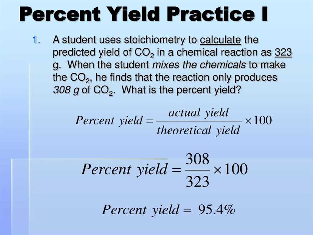 Limiting reactant and percent yield worksheet answers