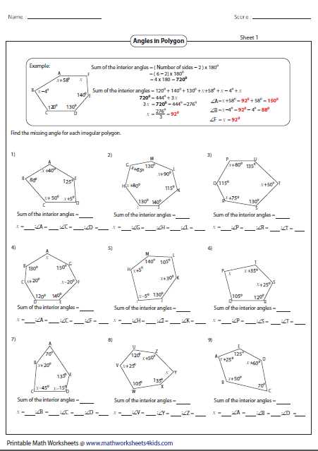 Geometry Worksheet Area of Regular Polygons Answer Key