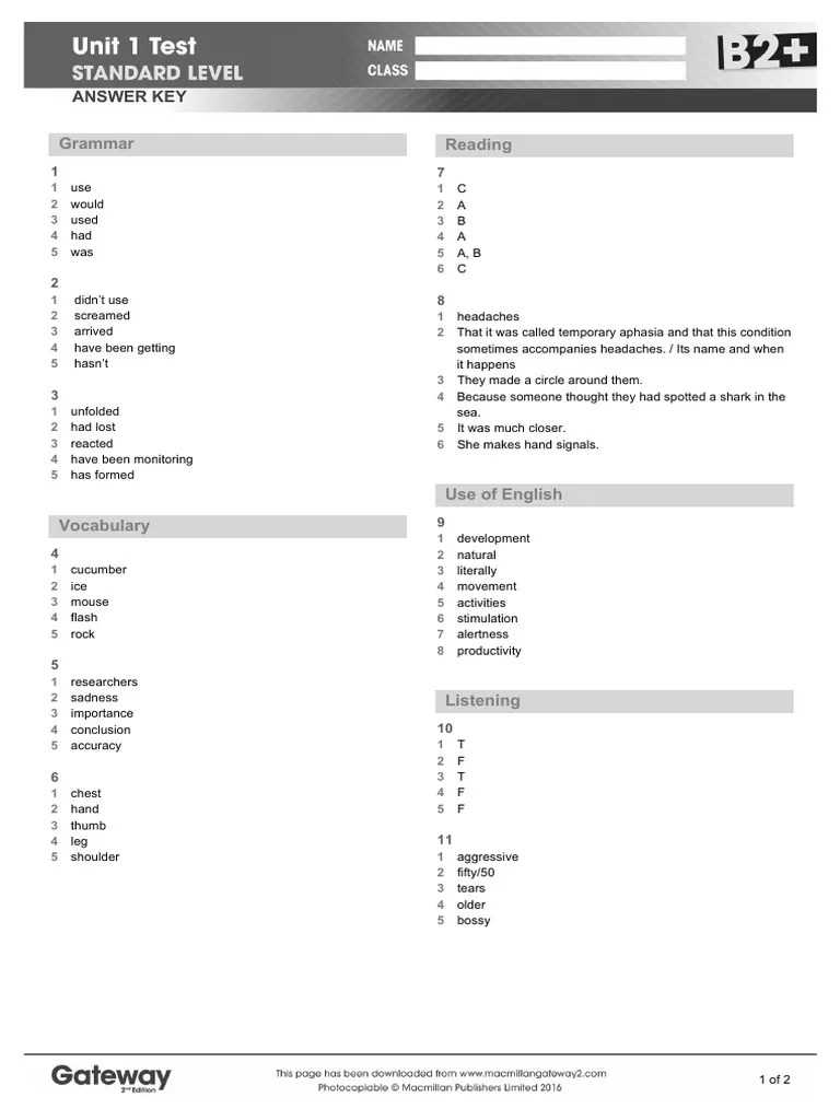 Unit 4 test study guide answer key