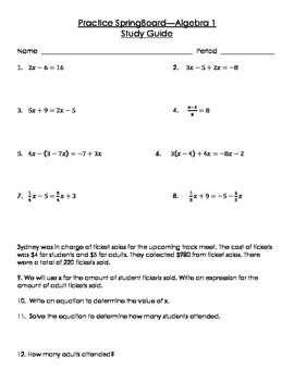 Unit 1 foundations of algebra answer key