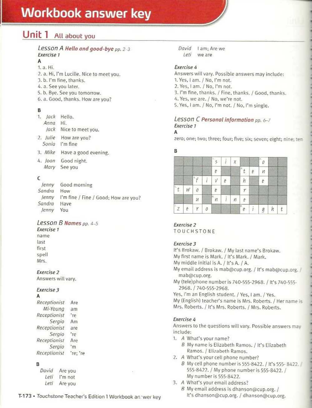 Answer Key For Lesson 8 Unit 4