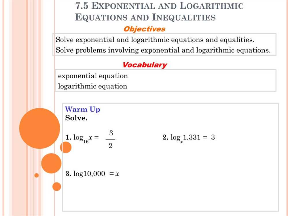 7 2 solving exponential equations and inequalities answers