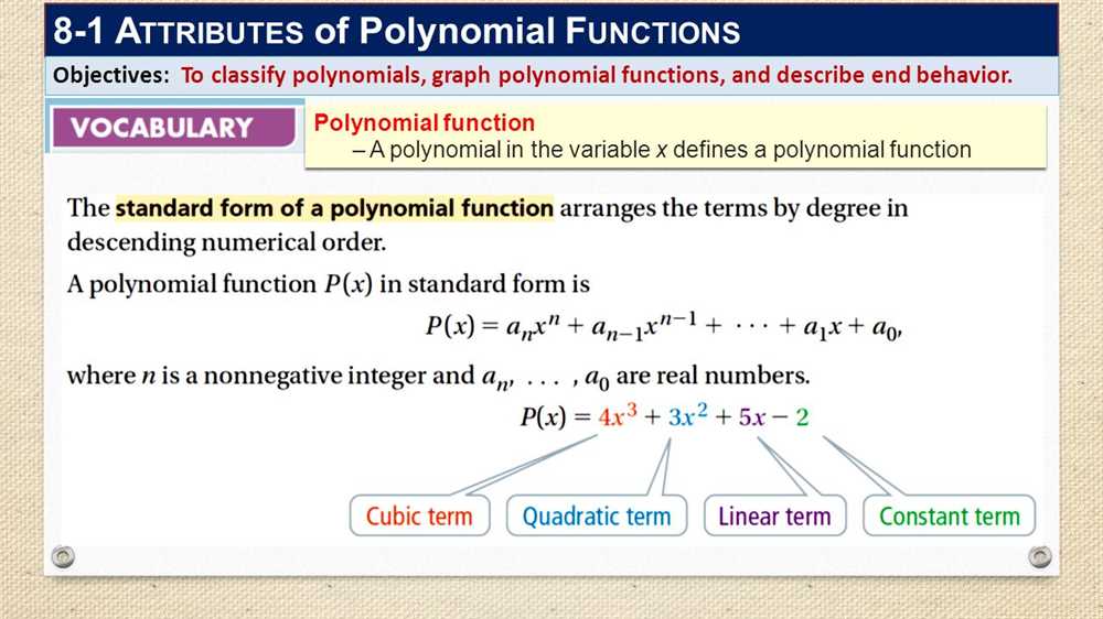 Polynomials and polynomial functions unit test