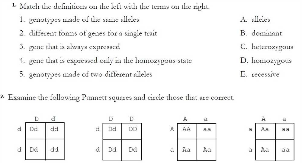 Reviewing Punnett Square Crosses for Monohybrid Traits