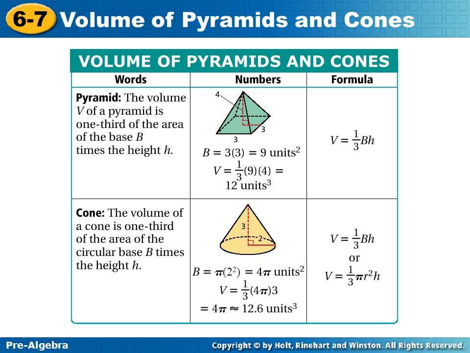 Volume of pyramids and cones answer key