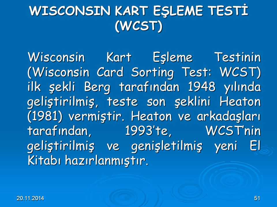 History and Development of the Wisconsin Card Sorting Test