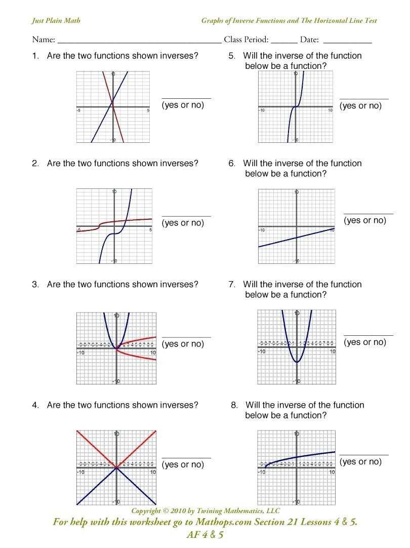 Function or not a function worksheet with answers